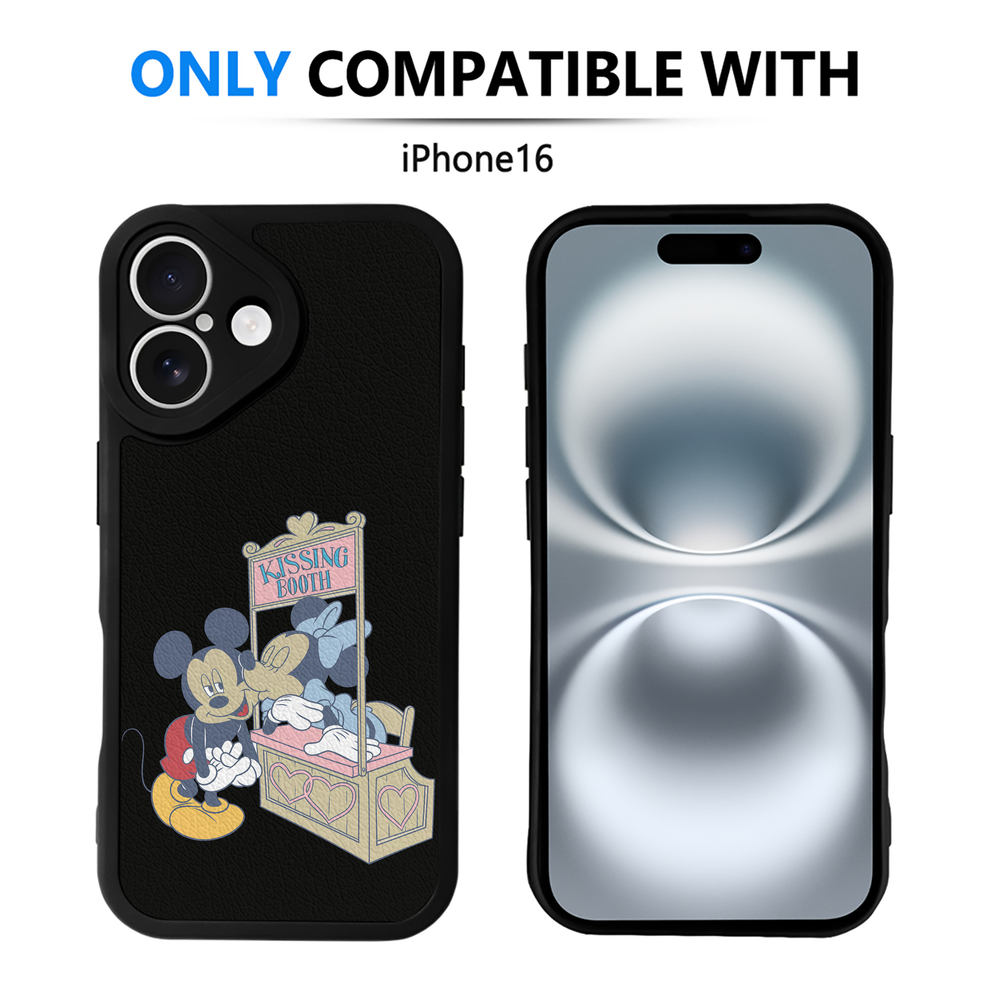 （画像用） ミッキーマウス Mickey Mouse 【iPhone 16シリーズ対応】シリコンスマホケース（レザー調） 材質：シリコン